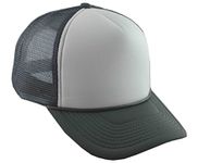 DECKY Men's Mesh Trucker Adjustable Cap 2 Tone White Charcoal Gray