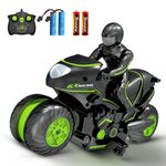 RC Motorcycle, Kids Remote Control Motorcycle Double Sided Flips 360°Rotating Stunt Car for Boys,2.4Ghz High Speed Rock Crawler Vehicle with 4 Batteries,Gift for Kids Age 4,5,6,7,8 and Up Year Old