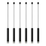 mirrea 6 Pack Black Track Pendant Lighting for H Type Rail Hanging Cord Adjustable Bulb Included 8W Dimmable LED GU10 90 CRI 3000K Warm White 38° Beam Angle