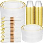 R-kay 350pcs Gold Plastic Dinnerwar