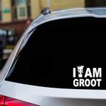 H-TRADINGS I Am Groot White 4 Inches Approx Cars Walls Helmets Toolbox Laptop Die-Cut Vinyl Stickers Decals Vans SUV Trucks Windows Bumper