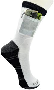 Flippysox Zipper Sock Wallet - Cotton & Polyester Zipper Socks with Pockets - Fits shoe size 6-13 (Striped Black Gray)