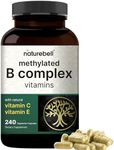 Methylated B Complex Vitamins, 240 Veggie Capsules | Multivitamin B Complex | B12, Folate, Biotin & More – with Natural Vitamin C, E, Choline & Inositol – Immune, Energy, & Prenatal Support