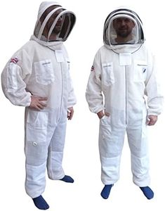 AGS Bee Suit 3 Layer Ultra Ventilated White Beekeeping Suit Beekeeper Ultra protection wasp suit (3XL)