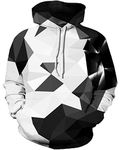 SANKILL Unisex Graphic Hoodies for Men Funny 3D Novelty Pullover Sweatshirt Xmas Teen Boy Gifts Black White Galaxy Hoodie, 2b Black White Diamond, Large-X-Large