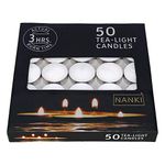 Nanki Trades Wax Tealight Candles, Set of 50 (10 Grams, White, 3 Hours Burn Time)