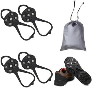 LACE INN Non Slip Gripper Spike, Ice Grippers Traction Cleats Snow Shoe Spikes Grips Crampons with 10 Steel Studs Cleats 2 Pair