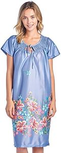 Casual Nights Women's Nightgown Short Sleeve MuuMuu Housecoat Lounger Patio Dress - Denim - 3X-Large
