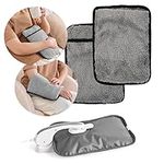 Lambswool Fleece Electric Rechargeable Hot Water Bottle | Bed Hand Warmer Massaging Heat Pad | Soft & Cosy Heated Water Bag | Natural Grey