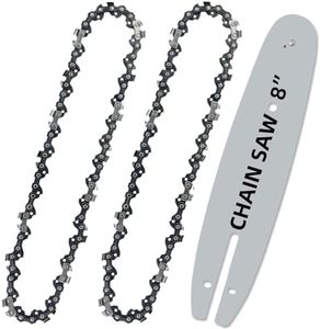 [3 Pack] 2 Pcs 8 Inch Pole Saw/Chainsaw Chains 3/8" LP Pitch .050'' Gauge 33 Drive Links with Chainsaw Guide Bar Fits Chicago, Earthwise, Greenworks, Sun Joe and more (2 Chain+1 bar）