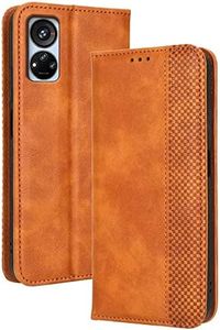 EASSGU Mobile Phone Case for ZTE Blade V40s (6.67 Inches) Flip Folio PU Leather Magnetic Switch Protective Case, 3 Card Slots, 1 Wallet, Stand Case - Brown