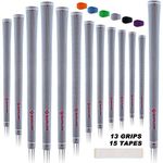 SAPLIZE Golf Grips, Standard Size 13 Grips With 15 Tapes, Anti-slip Rubber Golf Club Grips, Grey