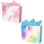 Gift Bags -Large Paper Bags for Return Gifts | Large Paper Gift Bag |Paper Gift Bag | Carry Bags for Gifting |Paper Bags -Goodie Bags with Tissue Paper and Thank You Card Gift Tag |Pack of 5 |Size 12x15x5 inches By Flora Paperbags Wedding | Birthday |