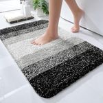 OLANLY Luxury Bathroom Rug Mat 24x16, Extra Soft and Absorbent Microfiber Bath Rugs, Non-Slip Plush Shaggy Bath Carpet, Machine Wash Dry, Bath Mats for Bathroom Floor, Tub and Shower, Black