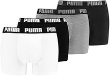 PUMA Men's Boxer Shorts Underwear Everyday Boxer Pack of 4, -002 white / grey melange, M