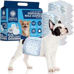 American Kennel Club Male Dog Wrap, Disposable Diapers with Wetness Indicator, X-Small, 50 Count