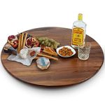 MAGIGO 27 Inches Black Walnut Wood Lazy Susan Organizer, Solid Wooden Round Turntable, Rotating Tray for Table Top/Counter Top