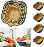 8 PCS/Lot Fruit Vegetable Cleaning Basin 2 in 1 Washing Basket Sets Kitchen Double Layer Washing Strainer Colander Drain Baskets