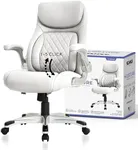Nouhaus +Posture Ergonomic PU Leather Office Chair. Click5 Lumbar Support with FlipAdjust Armrests. Modern Executive Chair and Computer Desk Chair (White)