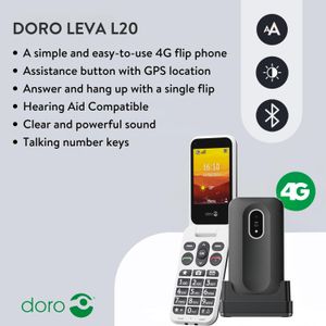 Doro Leva L20 Unlocked Senior Mobile Phone – Black
