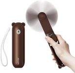 JISULIFE Hand Portable Fan with 4500 mAh Power Bank, 13-46 Hrs Runtime, Battery Operated Folding Pocket Fan, 3 Speeds, Enhanced Airflow, Rechargeable Quiet Mini Fan for Home, Outdoor - Brown