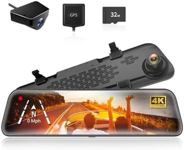 WOLFBOX G840S 12" 4K Mirror Dash Cam Backup Camera, 2160P Full HD Smart Rearview Mirror for Cars & Trucks, Front and Rear View Dual Cameras, Night Vision, Parking Assistance, Free 32GB Card & GPS