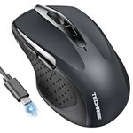 TechRise Wireless Mouse (BT5.0/3.0 & 2.4G) Rechagrable Silent Mouse, 4800 DPI Adjustable, Ergonomic Bluetooth Mouse for Laptop, 8 Buttons Cordless Computer Mouse, Ergo Mouse for Chromebook Notebook