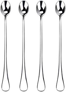 choary Long-Handled Tea Spoon,9.5 inch Stainless Steel Coffee Mixing Spoons,Long-Handle Iced Spoons Cocktail Stirring Spoons, ice Cream Dessert Spoons, Wholesale Kitchen Spoon Set of 4.(Silver)