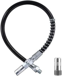 NQEUEPN Grease Gun Accessory Kit, 18 Inch Spring Flex Hose with Grease Gun Coupler 8000PSI 1/8" NPT Threads Grease Gun Fittings
