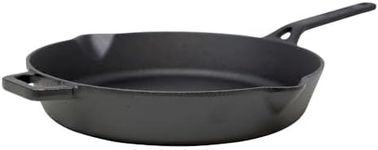 Meyer Pre-Seasoned Cast Iron Cookware 26cm Frying Pan, Skillet, Pots and Pans, Induction Compatible, Oven Safe, Black with Handle