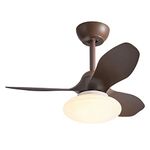 YFouCnd I 31.5" Ceiling Fan with Lamp Ceiling Fans with Lights and Remote 6 Speeds Modern Bedroom Fan Ceiling Light Reversible Quiet Dimmable Ceiling Fan Light for Living Room Bedroom Lights,Brown