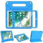 TOPWANT Kids Case with Built-in Screen Protector for iPad 9.7 inch 2018/2017, iPad Air 2 Case Kids, Shockproof Kids Case with Convertible Handle Stand for iPad 6th/5th Generation 2018/2017, Blue