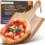 KitchenStar Acacia Wood Pizza Peel 12 inch - Wooden Pizza Paddle Spatula for Oven - Beautiful Cutting and Serving Board with Comfortable Handle - Pizza Oven Accessories