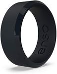 Enso Rings Bevel Classic Silicone Wedding Ring – Hypoallergenic Unisex Wedding Band – Comfortable Band for Active Lifestyle – 8mm Wide, 2.16mm Thick Obsidian Size: 10