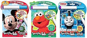 Bundle of 3 Imagine Ink Magic Pictures Activity Books - Mickey Mouse Clubhouse, Sesame Street, and Thomas & Friends