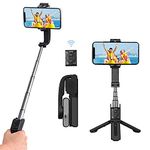 hohem Q 4 in 1 Selfie Stick, Portable Tripod Gimbal stabilizer with Built-In Extension Rod, APP Interaction and remote-control phone gimbal, Auto Balance and auto face tracking gimbal for Vlog, Black