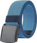 LionVII Elastic Stretch Belts for Men and Women with No Metal Plastic Buckle for Work and Travel Trim to Fit 27-46" Waist, Blue, Large