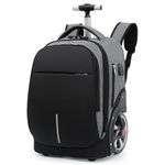 PISKGODSF Rolling Backpack for Adults with Wheels, 20 Inch Travel Backpack with Wheels, Wheeled Backpack with 15.6 Inch Laptop Waterproof Compartment, Roller Backpack with Password Lock (Grey)