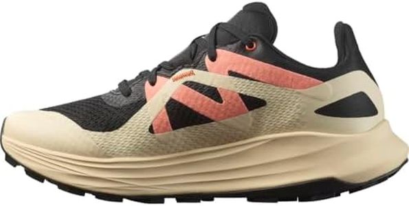 Salomon Women's Ultra Flow Trail Running and Hiking Shoe, Black/Tender/Fuco, 6 US