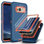 YmhxcY for Galaxy S8 Case Samsung S8 Cases with Self Healing Flexible TPU Film[2 Pack] and Camera Lens Screen Protective Film[2 Pack],Heavy Protection Cover For Samsung Galaxy S8-Blue/Orange