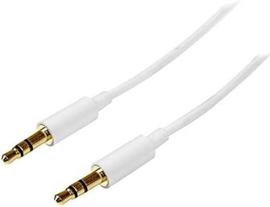 StarTech.com 3m White Slim 3.5mm Stereo Audio Cable - 3.5mm Audio Aux Stereo - Male to Male Headphone Cable - 2X 3.5mm Mini Jack (M) White