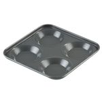 Prochef Professional Range, Large Yorkshire Pudding Tray, Teflon Non-Stick Silicone Coating, Makes 4 Large Yorkshire Puddings, Black