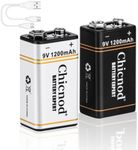 CHICNOD 9V Batteries 2pack-9V Rechargeable Lithium ion Battery 1200mAh Stable Output Replacement Batteries for Microphone or Smoke Detector