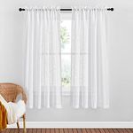 PONY DANCE White Voile Curtains - White Curtains for Bedroom/Living Room/Kitchen Slot Top Window Curtains & Drapes Modern for Kids Room/Front Door, Set of 2, W 52 x L 72 inch