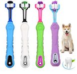 4 Packs Dog Toothbrush,Triple Head Dog Toothbrush Kit, Multi-Angle Dog Teeth Cleaning Brushes for Pet Dental Care,Removing Bad Breath Tartar for Dog Clearing Mouth