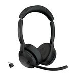 Jabra Evolve2 55 Stereo Wireless Headset Air Comfort Technology, Noise-cancelling Mics, and Active Noise Cancellation - MS Teams Certified, Works with All Other Platforms - Black