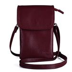 Befen Small Crossbody Bags for Women, Cell Phone Wallet Purse Front Flap Leather Shoulder Handbags (Burgundy)