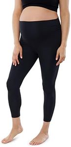 Ingrid & Isabel Basics 7/8 Active Maternity Leggings, Comfortable Fold Over Panel, Black, Black, Large