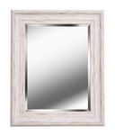 Kenroy Home Rustic Beveled Mirror w/Distressed White Wood Finish Frame,31 Inch Height, 25 Inch Width, 1 Inch Ext. with Distressed White Wood Finish, 60353, Wall 31 x 25 Inch