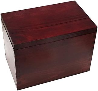 Meadowsweet Kitchens Wooden Recipe Card Box - Cherry Stained Pine with Recipe Card Holder Slot on Top & 9 Tab Dividers - Recipe Card Organizer for 4x6 or Smaller Recipe Cards from